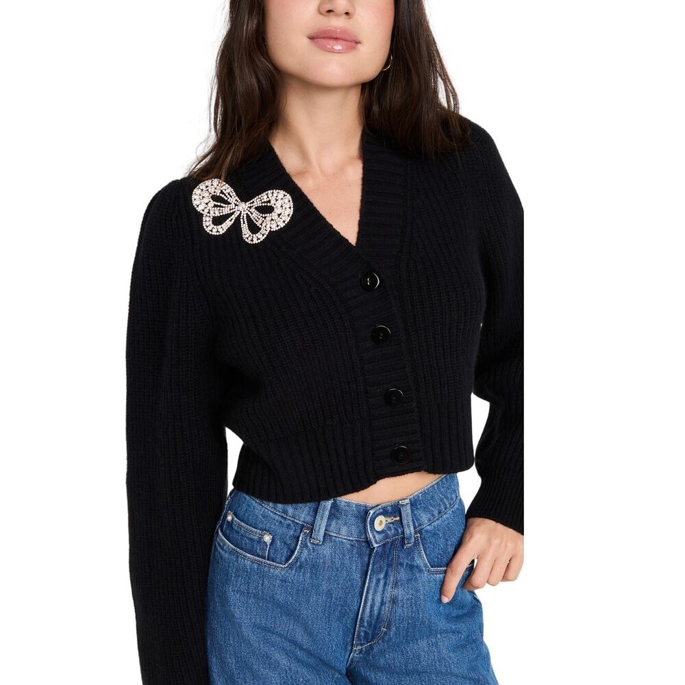 Loveshackfancy Embellished Black Larsa Cardigan Size XS